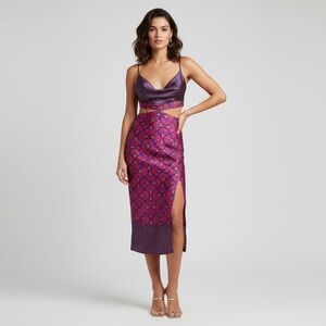 Harlow Pink & Purple Geometric Halter backless  Maxi Dress
